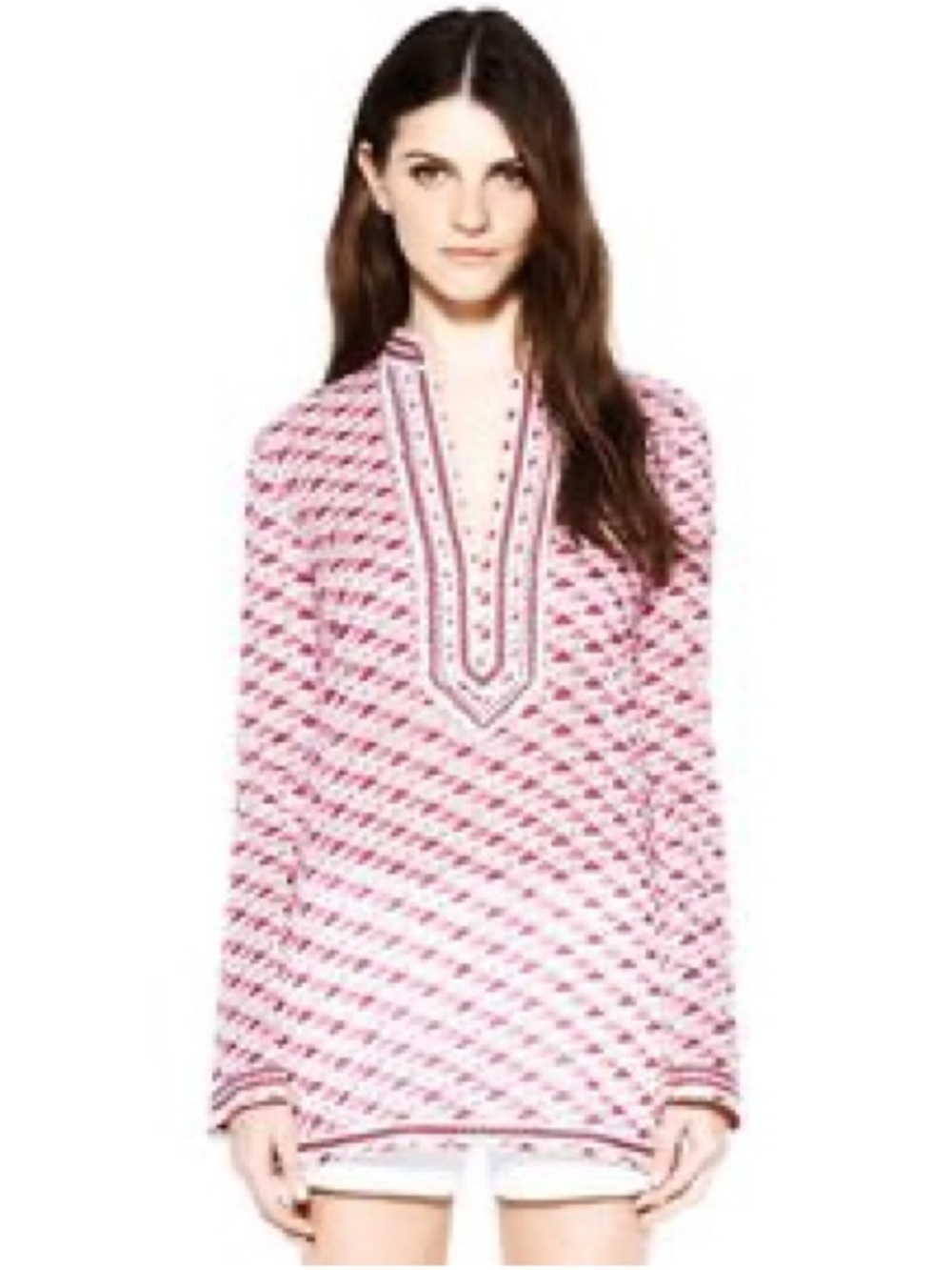 Tory Burch Pink & White Flamingo-Print Tunic